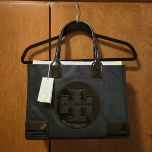 Tory Burch Ella Patent Mini Tote, Black, NWT